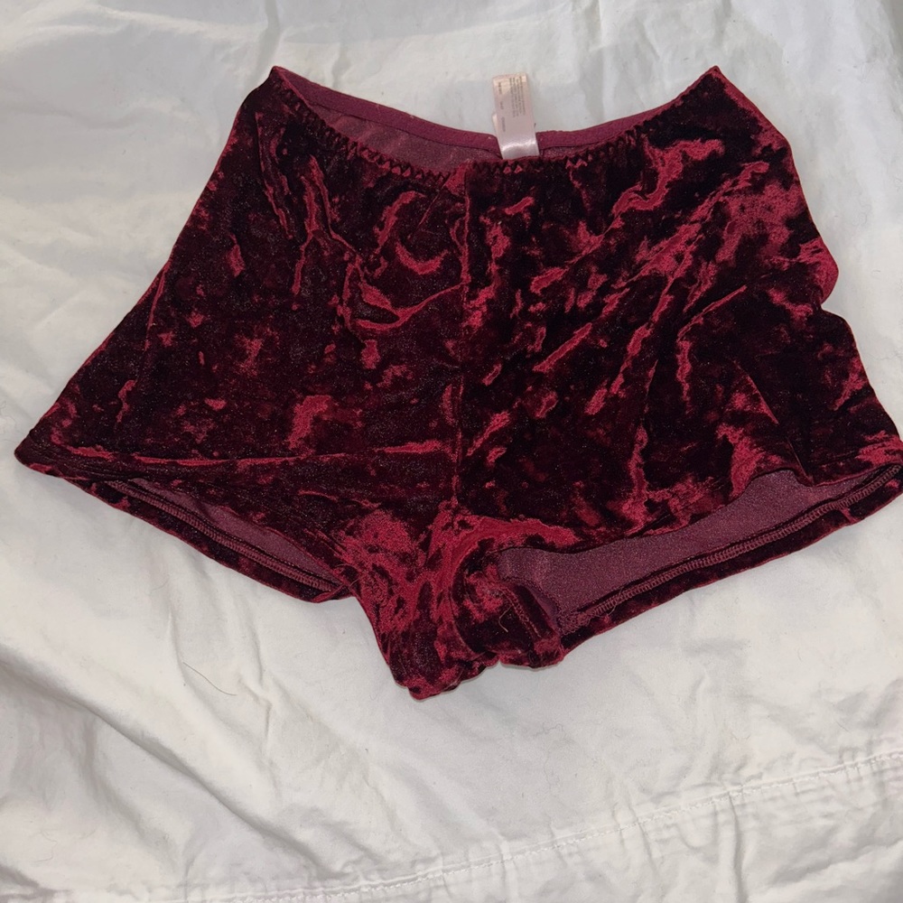 Red velvet shorts, never worn